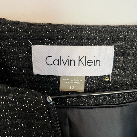 Calvin Klein Black Blazer Sequins Tailored Suit Jacket size 12 - Picture 4 of 7